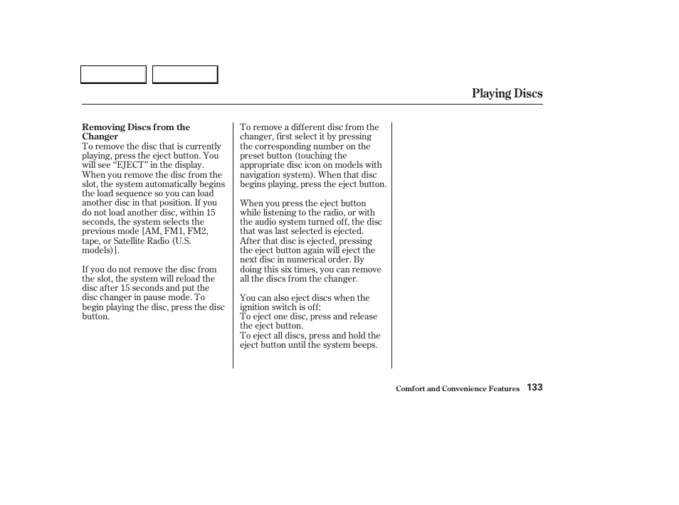 Playing discs | Acura 2004 TL - Owner's Manual User Manual | Page 136 / 283