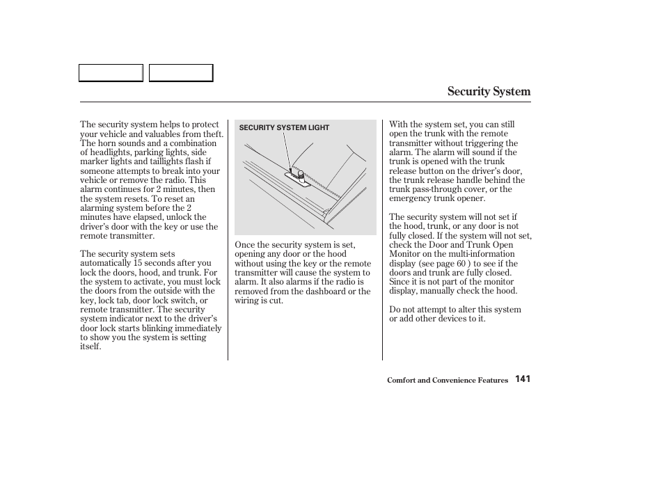 Security system | Acura 2004 TL - Owner's Manual User Manual | Page 144 / 283