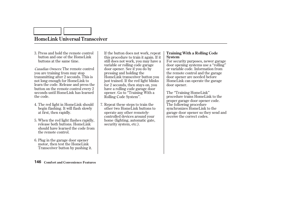 Homelink universal transceiver | Acura 2004 TL - Owner's Manual User Manual | Page 149 / 283