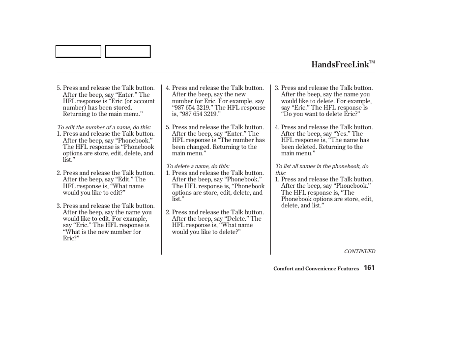 Handsfreelink | Acura 2004 TL - Owner's Manual User Manual | Page 164 / 283