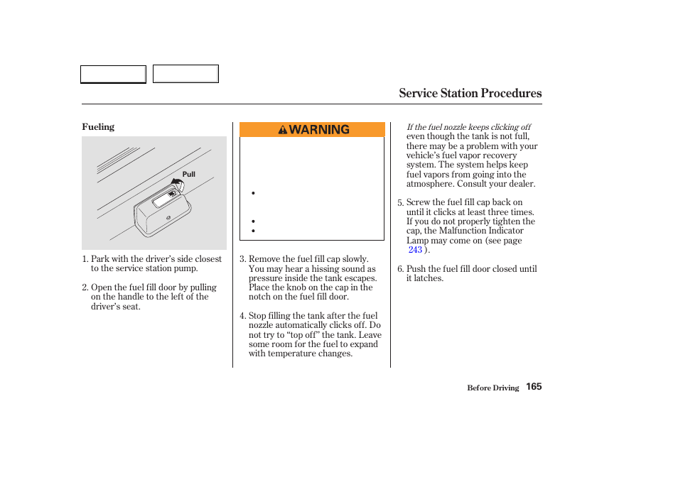 Service station procedures | Acura 2004 TL - Owner's Manual User Manual | Page 168 / 283