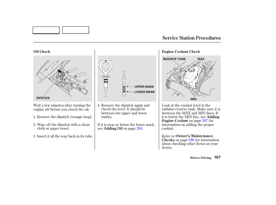 Service station procedures | Acura 2004 TL - Owner's Manual User Manual | Page 170 / 283