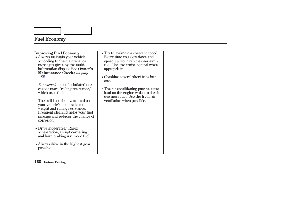 Fuel economy | Acura 2004 TL - Owner's Manual User Manual | Page 171 / 283