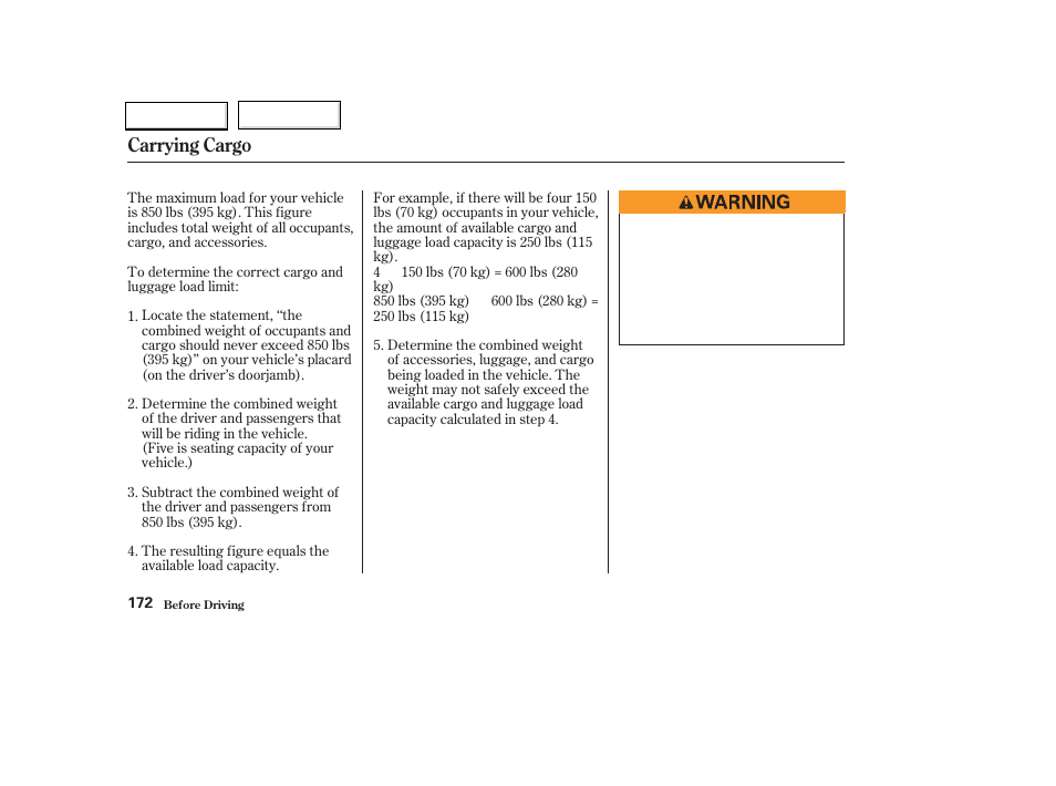 Carrying cargo | Acura 2004 TL - Owner's Manual User Manual | Page 175 / 283