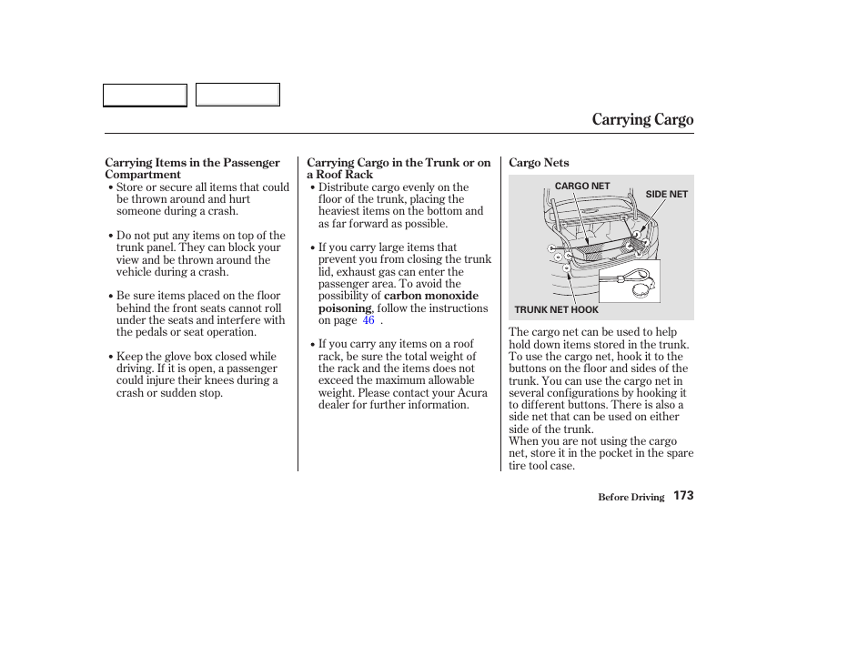 Carrying cargo | Acura 2004 TL - Owner's Manual User Manual | Page 176 / 283