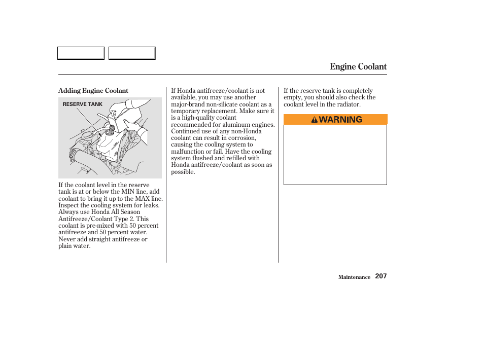 Engine coolant | Acura 2004 TL - Owner's Manual User Manual | Page 210 / 283