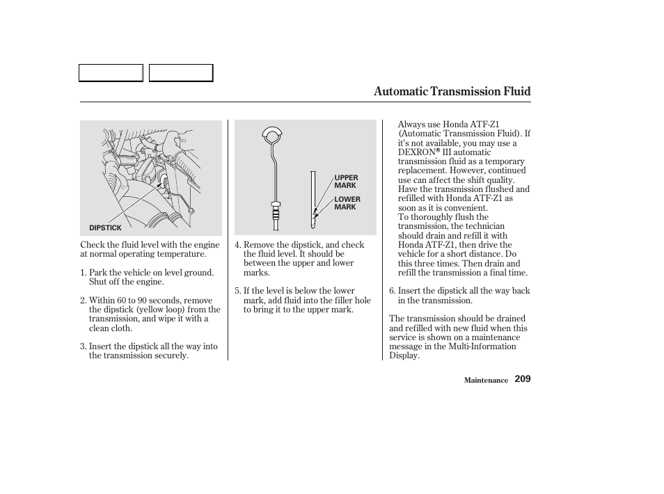 Automatic transmission fluid | Acura 2004 TL - Owner's Manual User Manual | Page 212 / 283