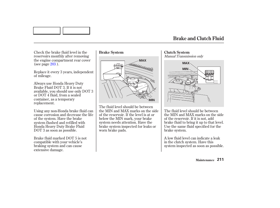 Brake and clutch fluid | Acura 2004 TL - Owner's Manual User Manual | Page 214 / 283