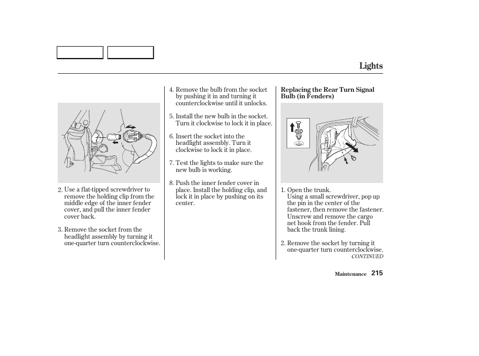 Lights | Acura 2004 TL - Owner's Manual User Manual | Page 218 / 283