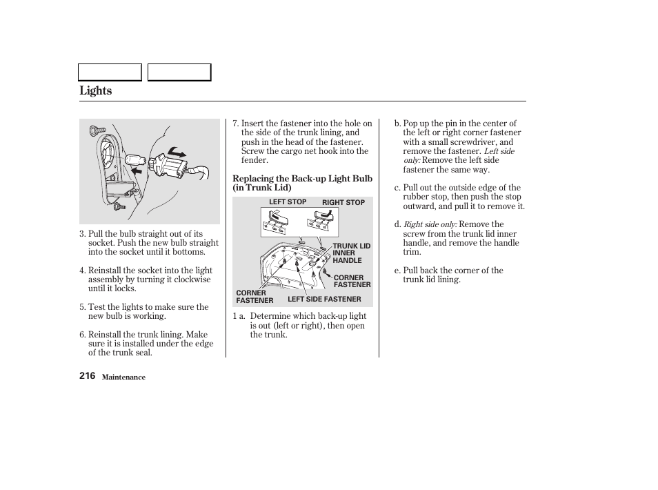 Lights | Acura 2004 TL - Owner's Manual User Manual | Page 219 / 283