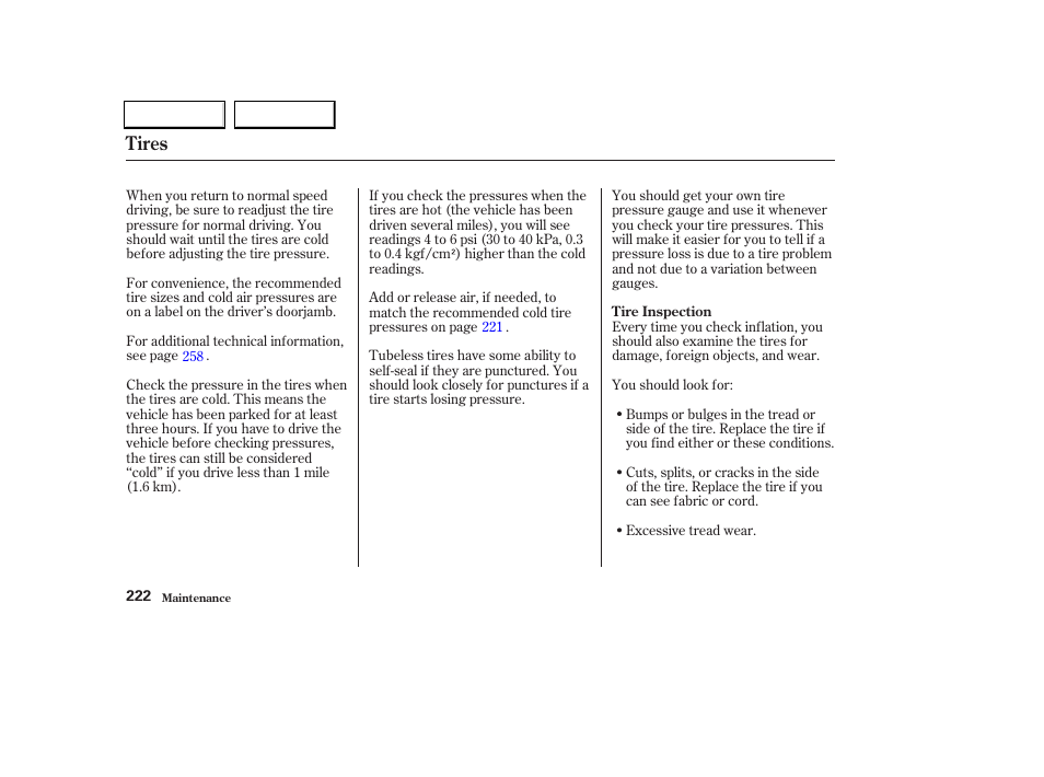 Tires | Acura 2004 TL - Owner's Manual User Manual | Page 225 / 283