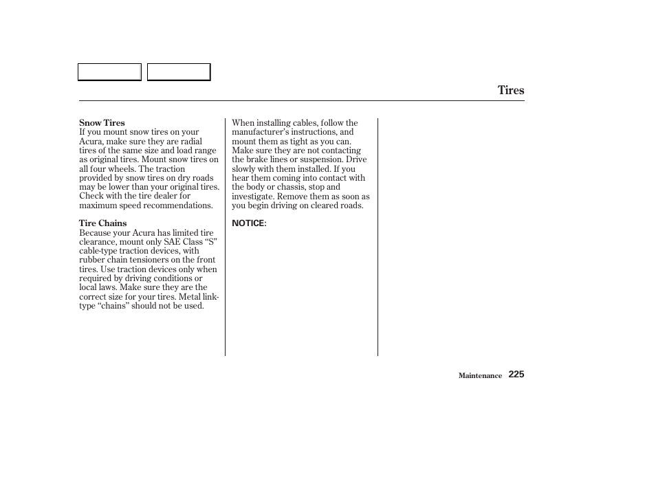Tires | Acura 2004 TL - Owner's Manual User Manual | Page 228 / 283