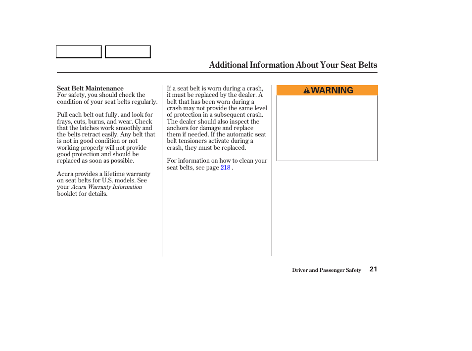 Additional information about your seat belts | Acura 2004 TL - Owner's Manual User Manual | Page 24 / 283