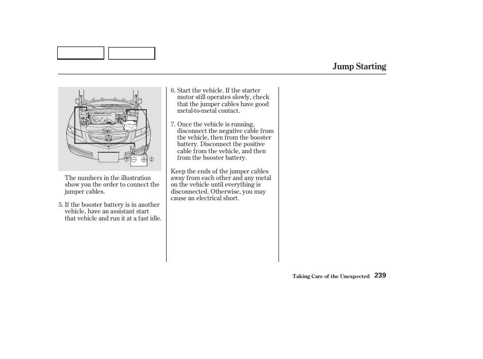 Jump starting | Acura 2004 TL - Owner's Manual User Manual | Page 242 / 283