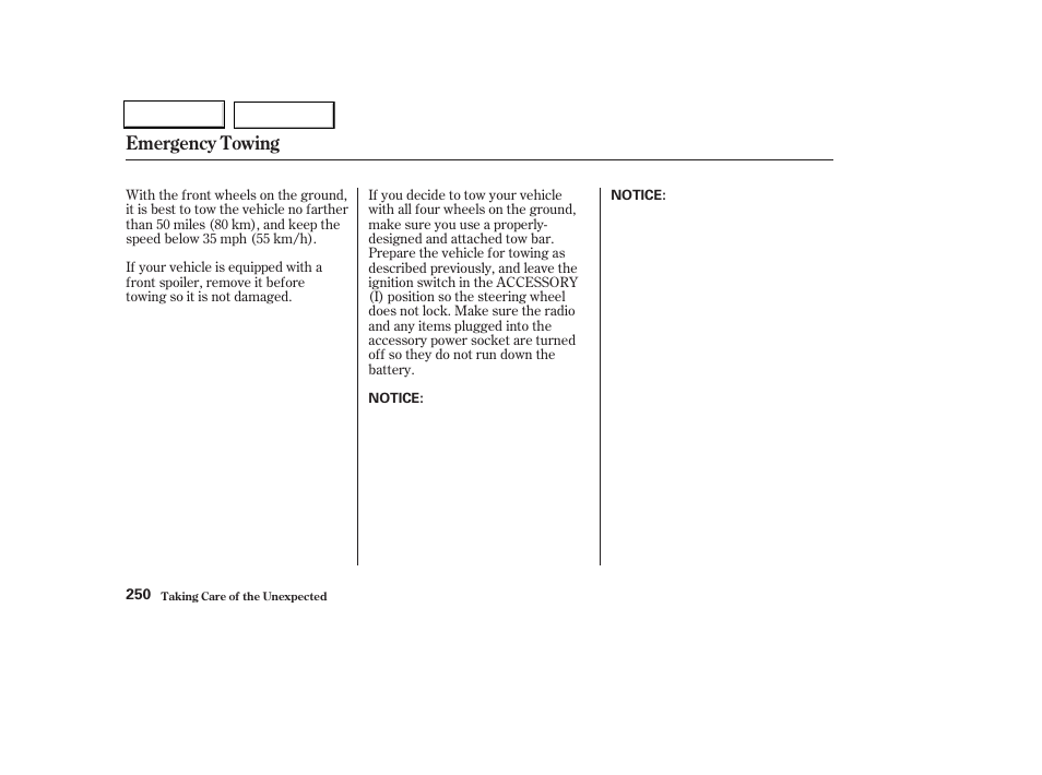 Emergency towing | Acura 2004 TL - Owner's Manual User Manual | Page 253 / 283