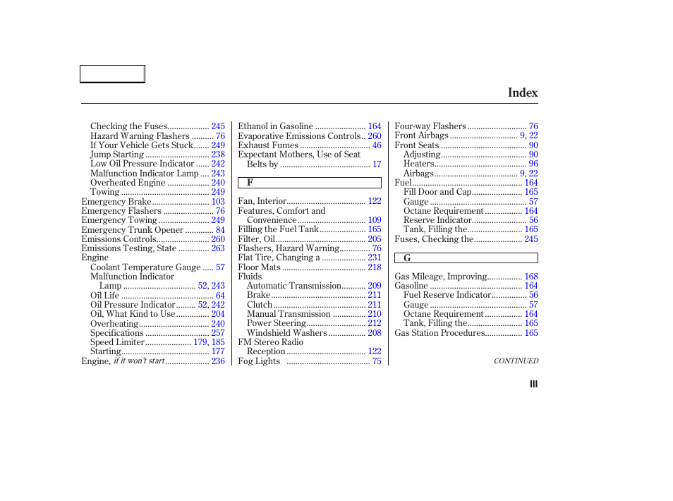 Index | Acura 2004 TL - Owner's Manual User Manual | Page 276 / 283