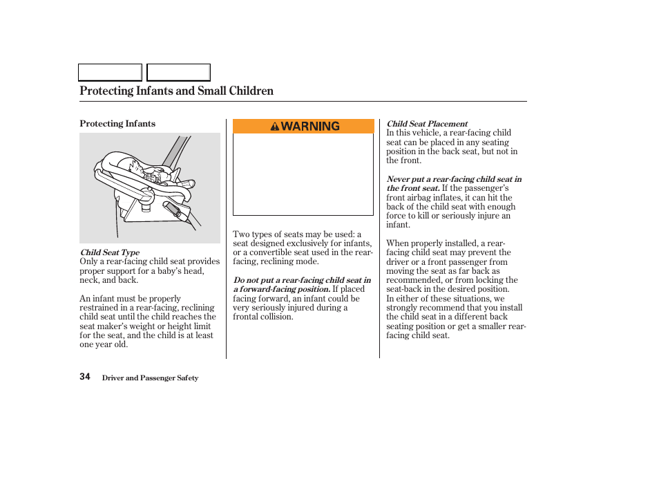 Protecting infants and small children | Acura 2004 TL - Owner's Manual User Manual | Page 37 / 283