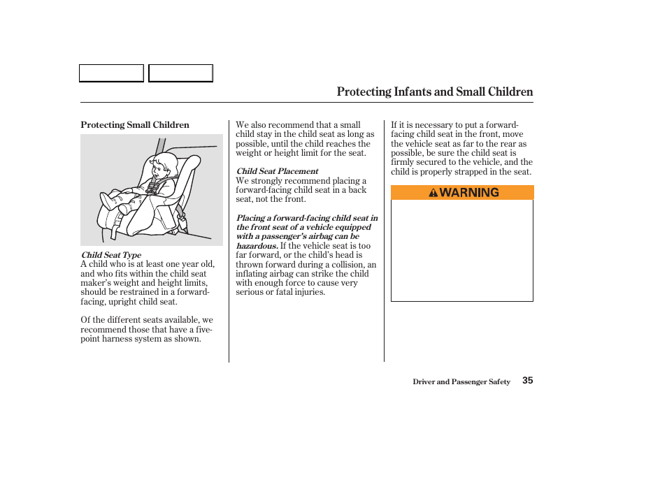 Protecting infants and small children | Acura 2004 TL - Owner's Manual User Manual | Page 38 / 283