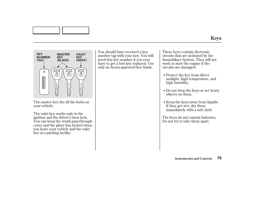 Keys | Acura 2004 TL - Owner's Manual User Manual | Page 82 / 283