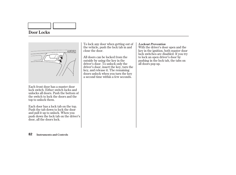 Door locks | Acura 2004 TL - Owner's Manual User Manual | Page 85 / 283