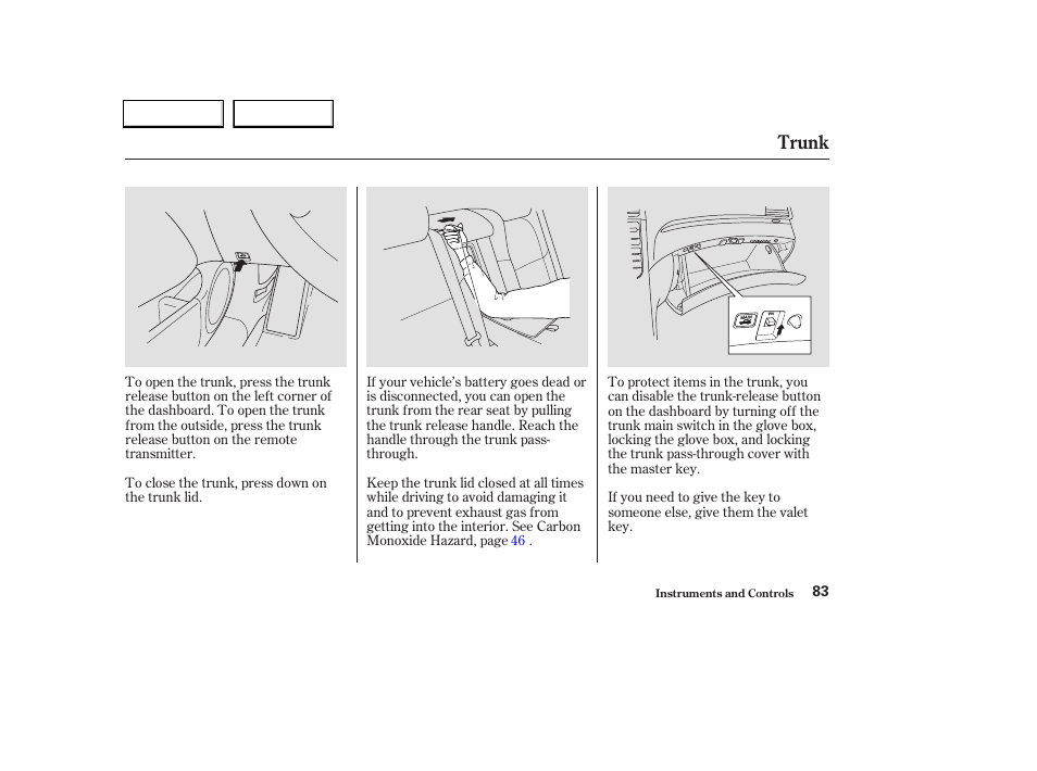 Trunk | Acura 2004 TL - Owner's Manual User Manual | Page 86 / 283