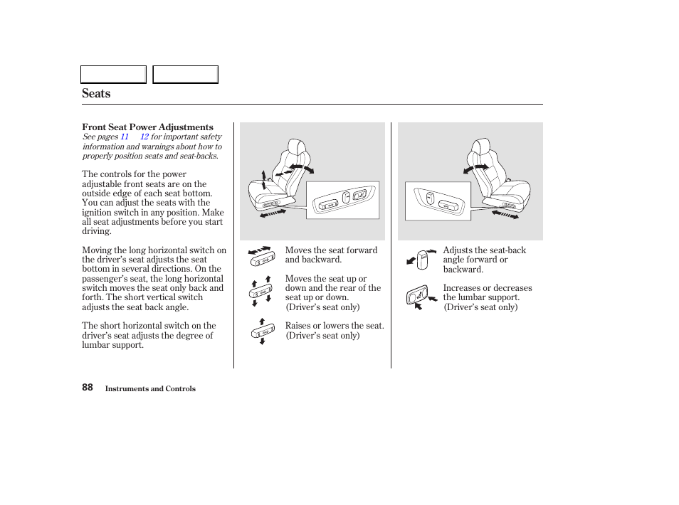 Seats | Acura 2004 TL - Owner's Manual User Manual | Page 91 / 283