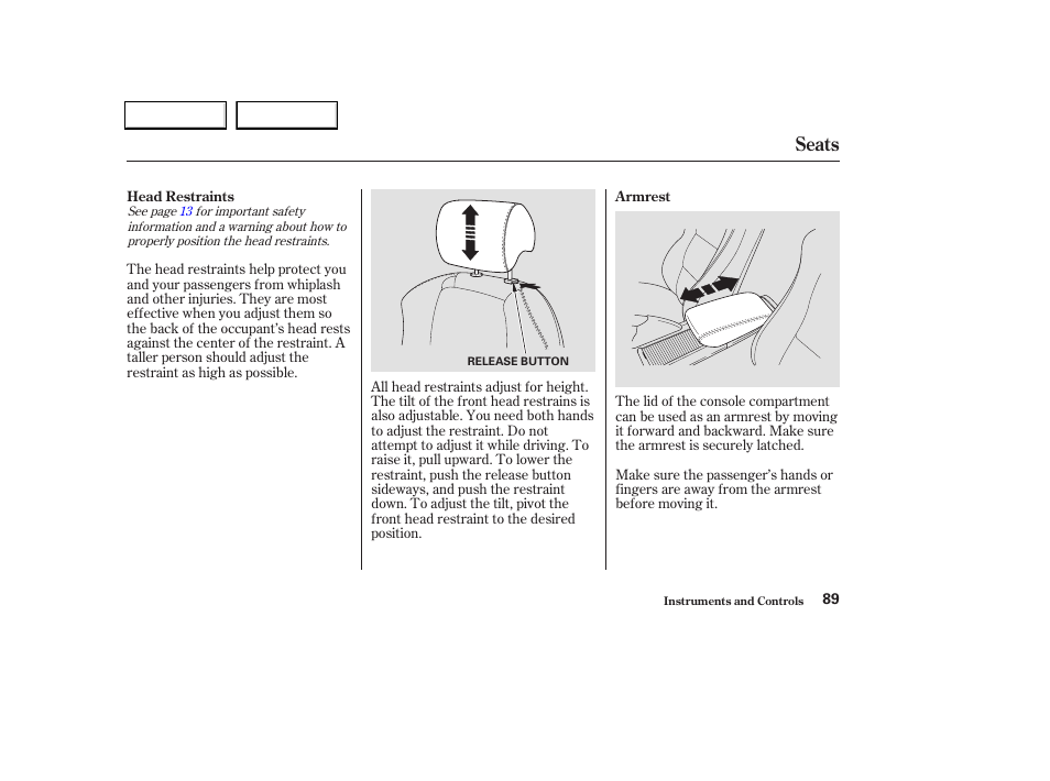 Seats | Acura 2004 TL - Owner's Manual User Manual | Page 92 / 283
