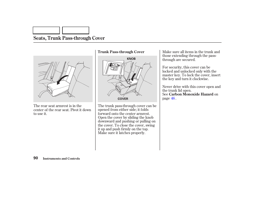 Seats, trunk pass-through cover | Acura 2004 TL - Owner's Manual User Manual | Page 93 / 283