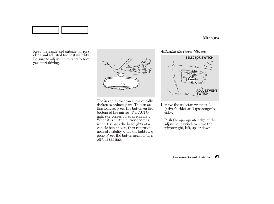 Mirrors | Acura 2004 TL - Owner's Manual User Manual | Page 94 / 283