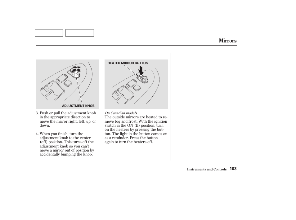 Mirrors | Acura 2004 TSX - Owner's Manual User Manual | Page 106 / 364