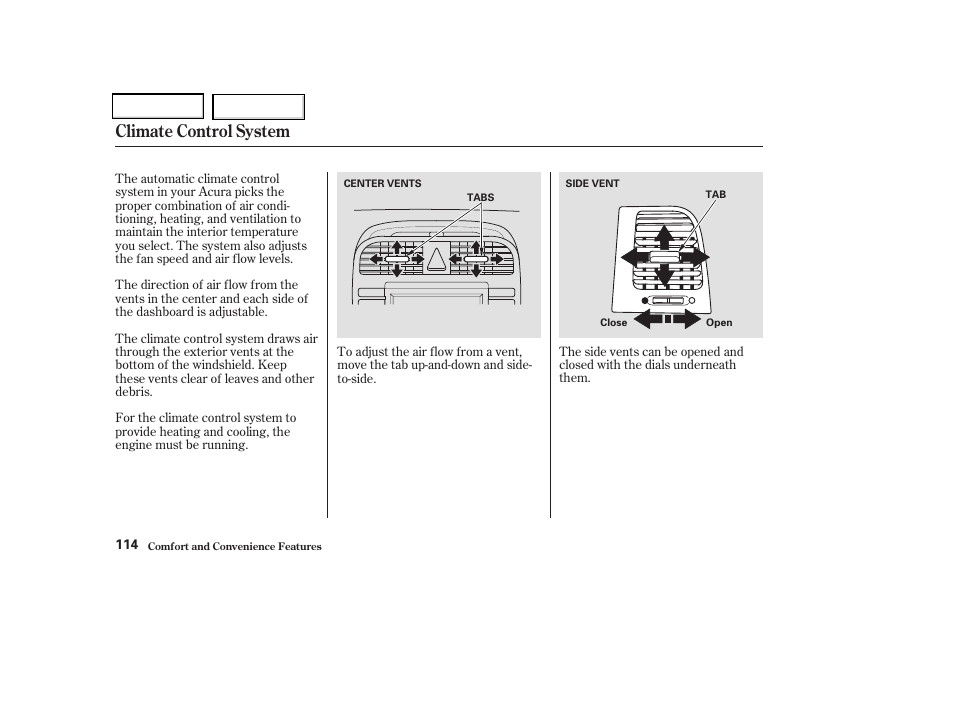 Climate control system | Acura 2004 TSX - Owner's Manual User Manual | Page 117 / 364