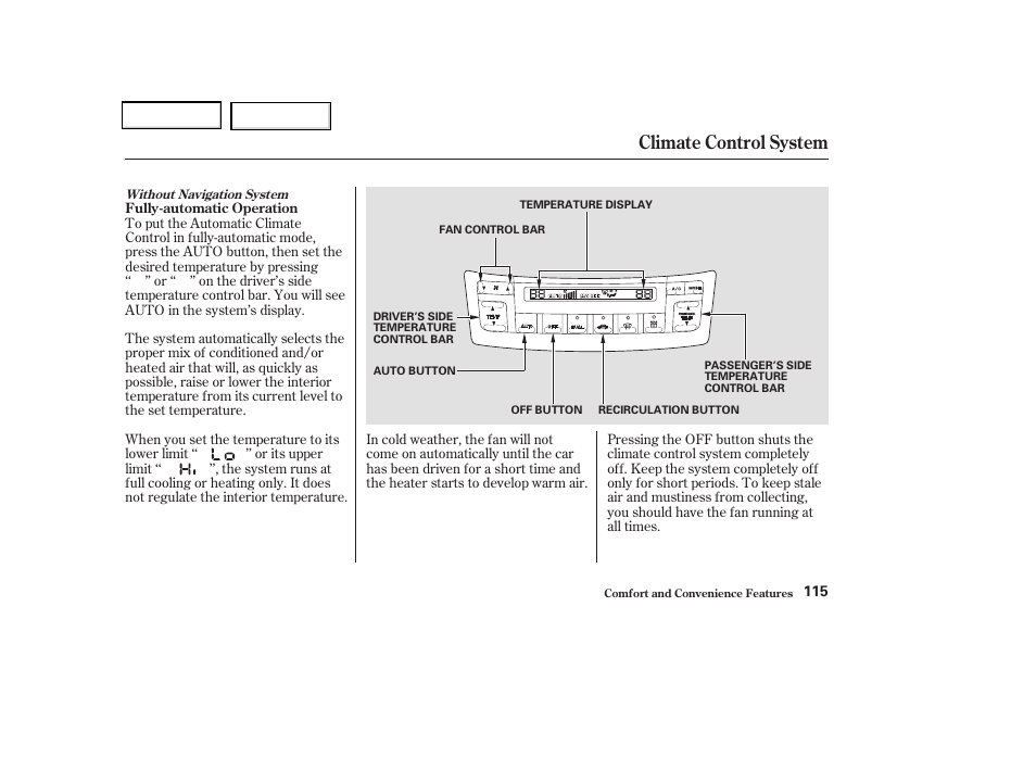 Climate control system | Acura 2004 TSX - Owner's Manual User Manual | Page 118 / 364
