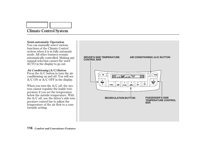 Climate control system | Acura 2004 TSX - Owner's Manual User Manual | Page 119 / 364