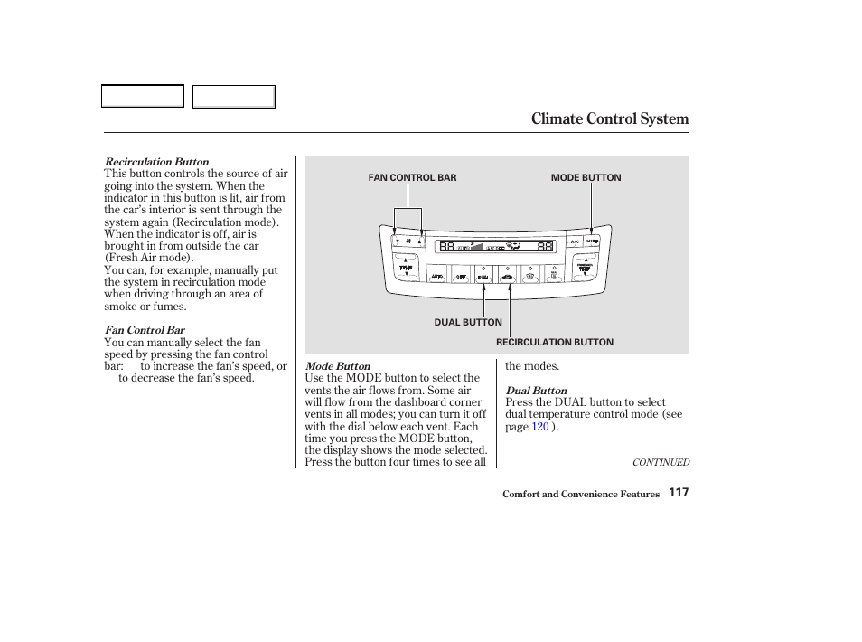 Climate control system | Acura 2004 TSX - Owner's Manual User Manual | Page 120 / 364