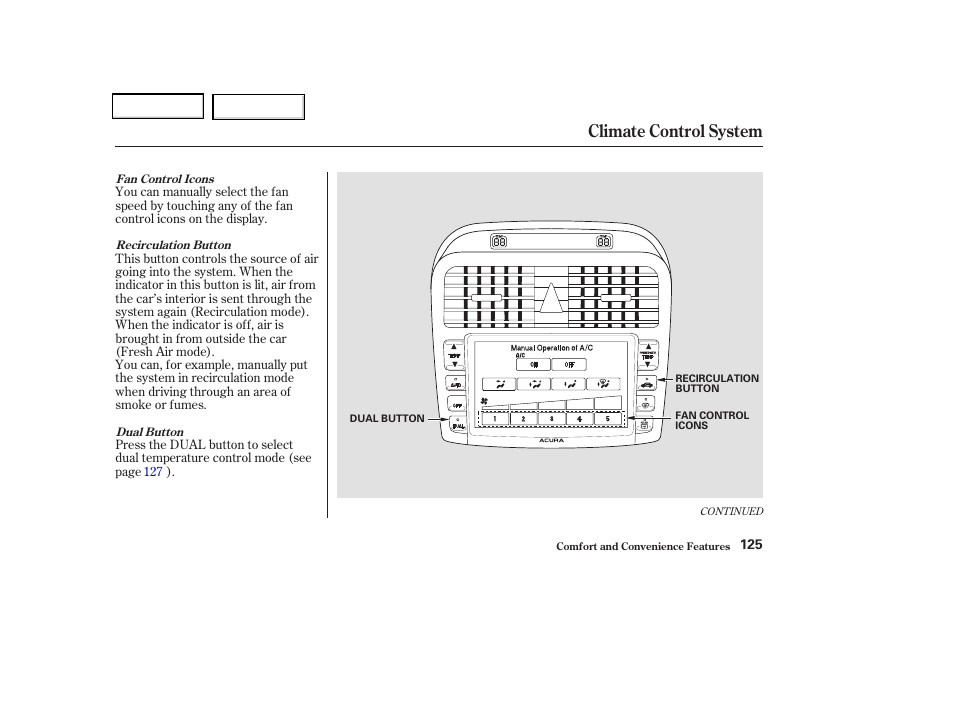 Climate control system | Acura 2004 TSX - Owner's Manual User Manual | Page 128 / 364
