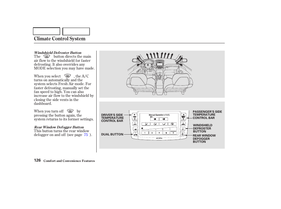 Climate control system | Acura 2004 TSX - Owner's Manual User Manual | Page 129 / 364