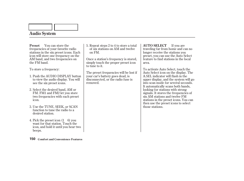 Audio system | Acura 2004 TSX - Owner's Manual User Manual | Page 153 / 364