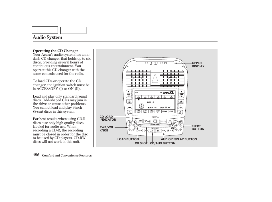 Audio system | Acura 2004 TSX - Owner's Manual User Manual | Page 159 / 364