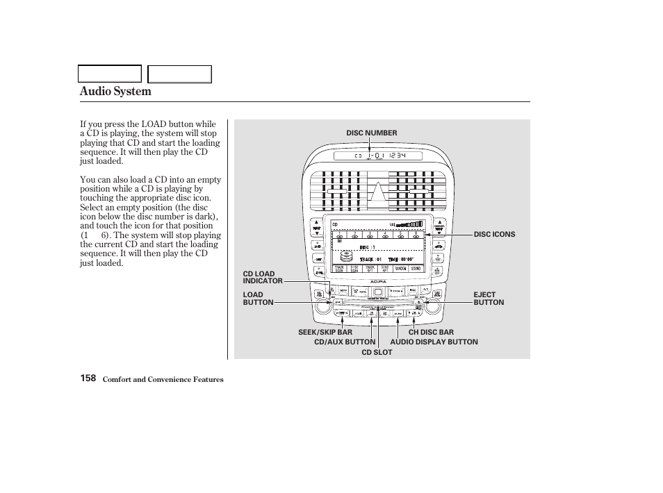 Audio system | Acura 2004 TSX - Owner's Manual User Manual | Page 161 / 364