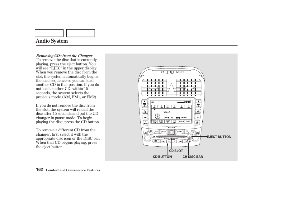 Audio system | Acura 2004 TSX - Owner's Manual User Manual | Page 165 / 364