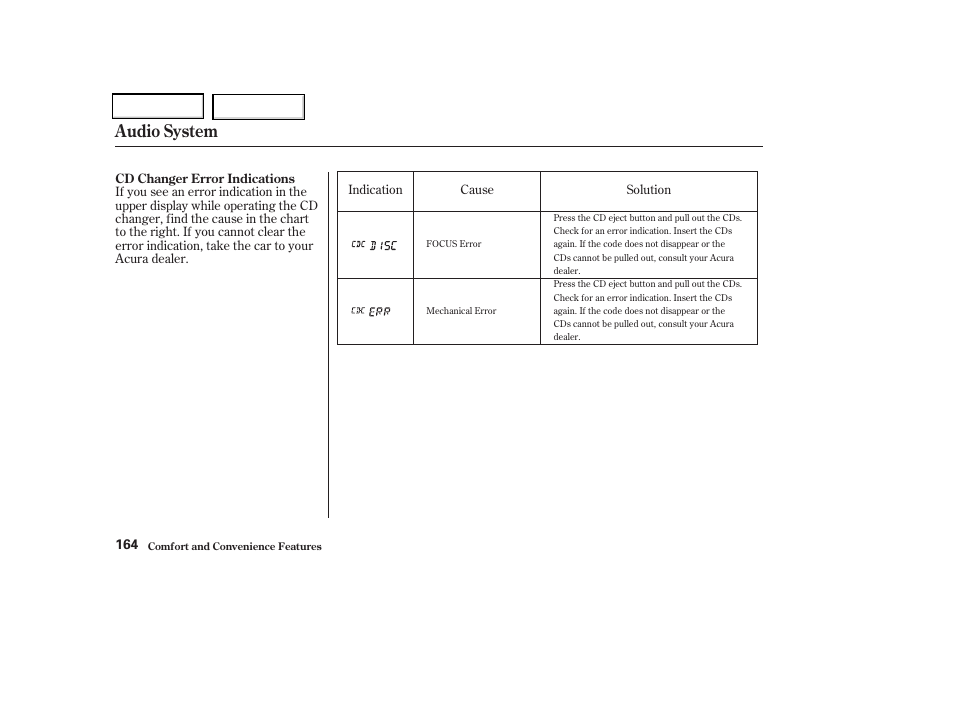 Audio system | Acura 2004 TSX - Owner's Manual User Manual | Page 167 / 364