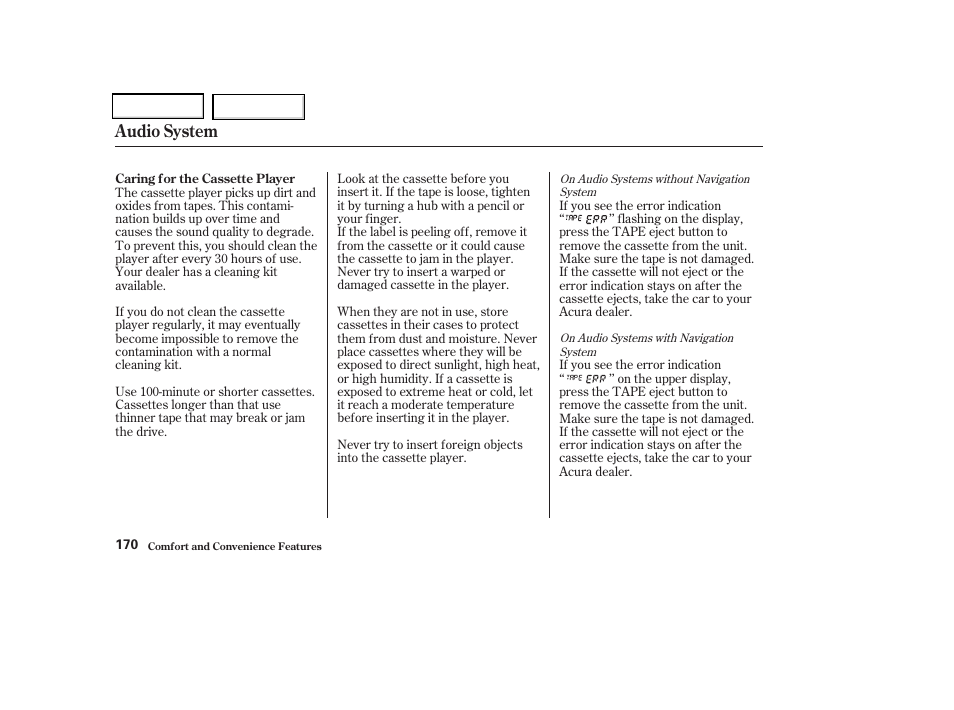 Audio system | Acura 2004 TSX - Owner's Manual User Manual | Page 173 / 364