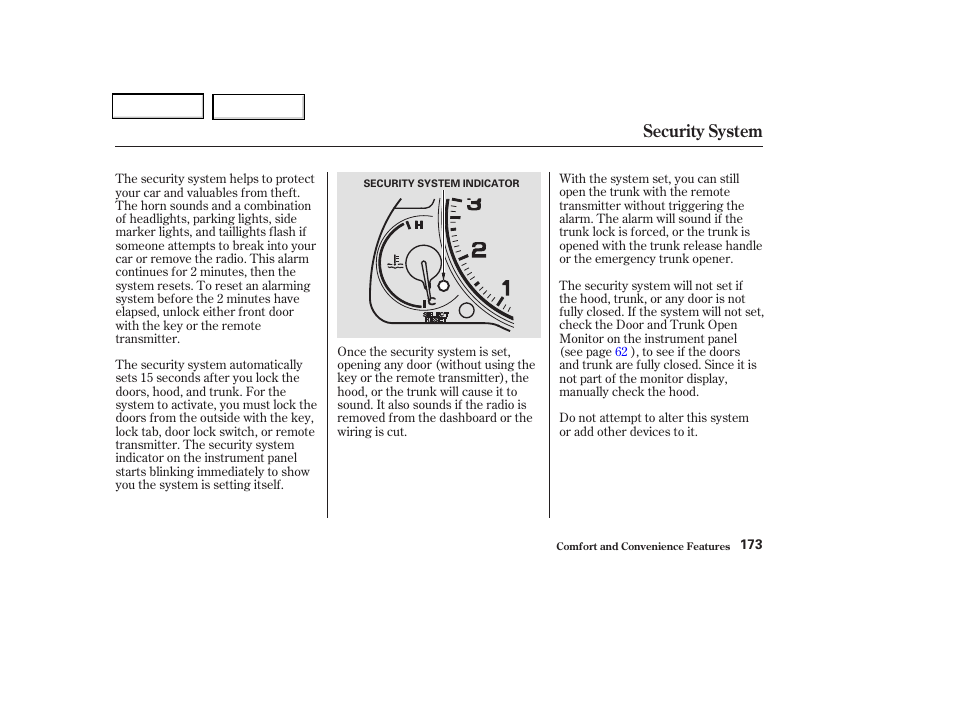 Security system | Acura 2004 TSX - Owner's Manual User Manual | Page 176 / 364