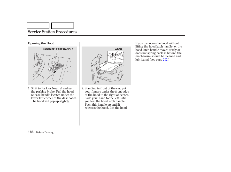 Service station procedures | Acura 2004 TSX - Owner's Manual User Manual | Page 189 / 364