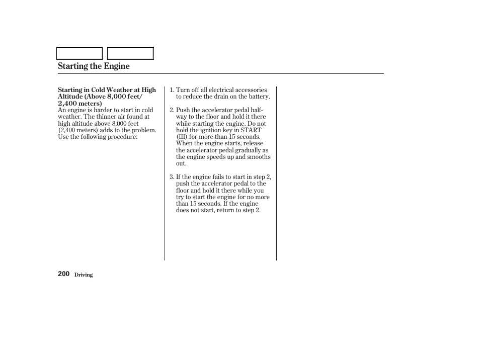 Starting the engine | Acura 2004 TSX - Owner's Manual User Manual | Page 203 / 364