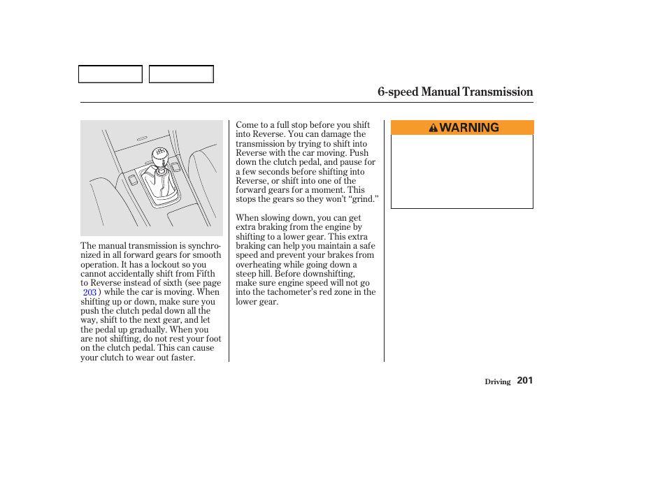Speed manual transmission | Acura 2004 TSX - Owner's Manual User Manual | Page 204 / 364