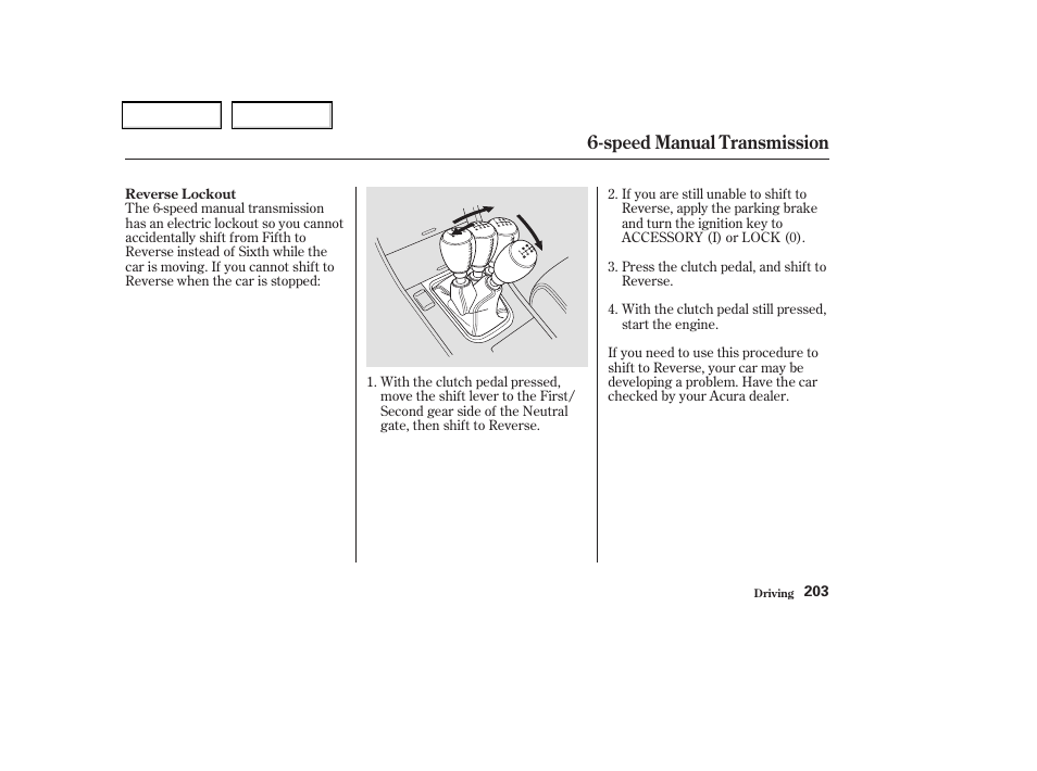 Speed manual transmission | Acura 2004 TSX - Owner's Manual User Manual | Page 206 / 364