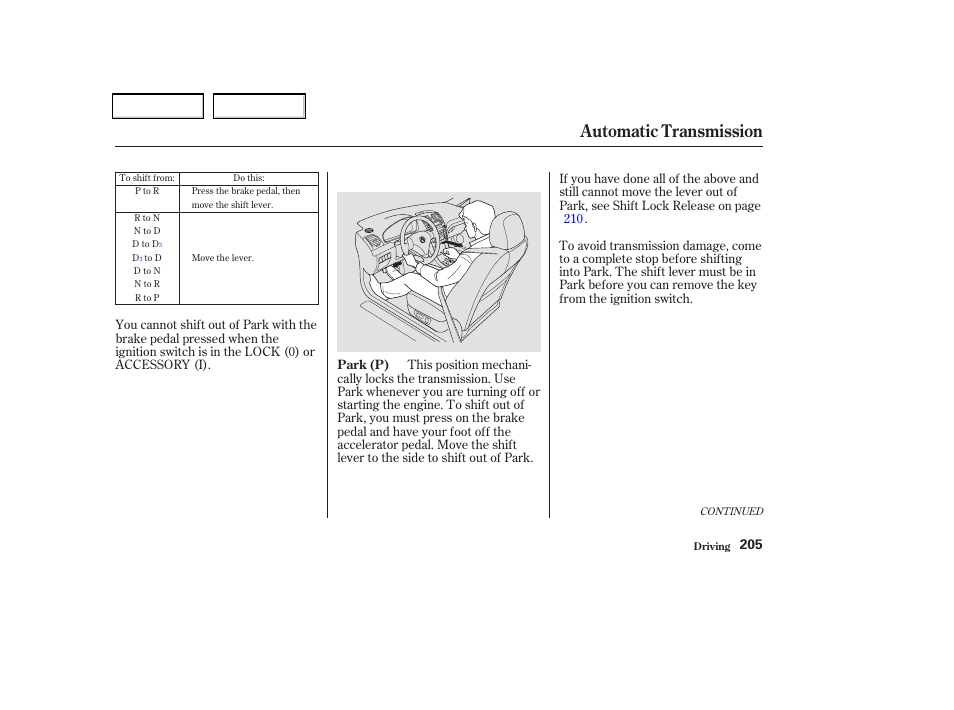 Automatic transmission | Acura 2004 TSX - Owner's Manual User Manual | Page 208 / 364