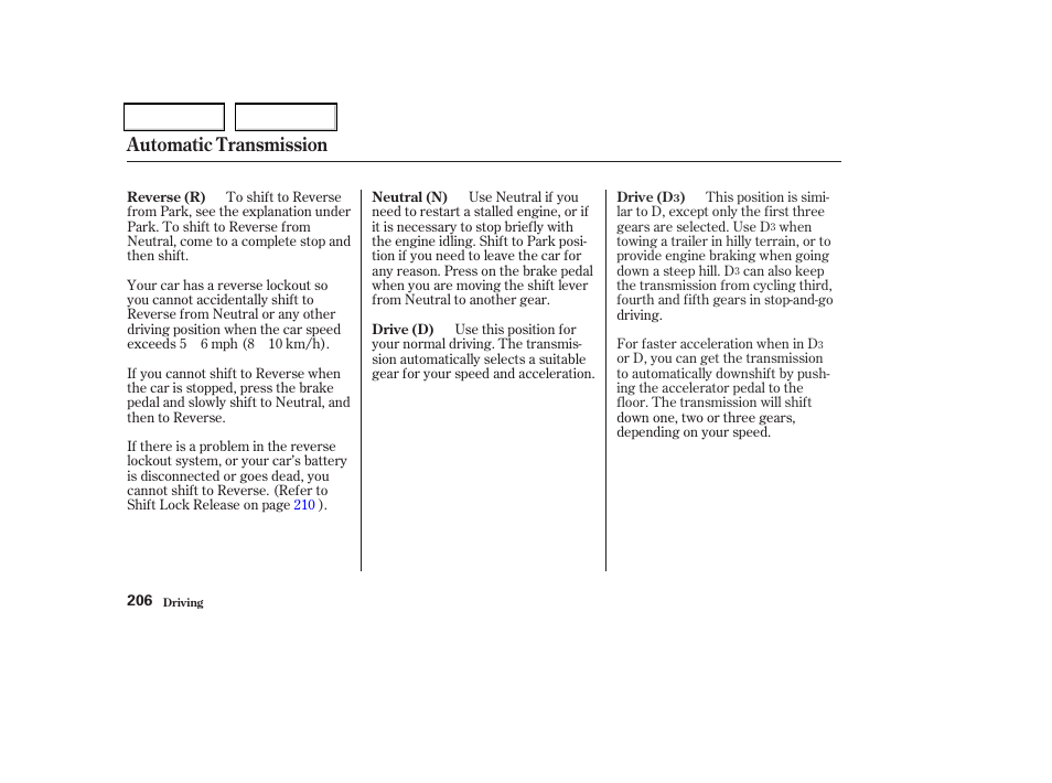 Automatic transmission | Acura 2004 TSX - Owner's Manual User Manual | Page 209 / 364