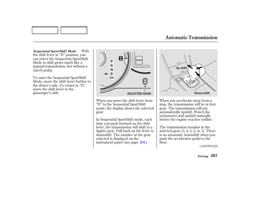 Automatic transmission | Acura 2004 TSX - Owner's Manual User Manual | Page 210 / 364